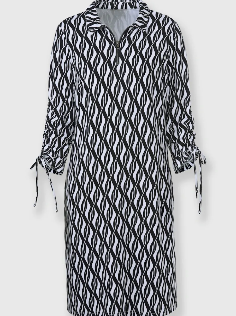 Robe en jersey graphique à col polo et manches 3/4