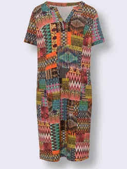 Robe en jersey imprimé avec col V et manches courtes