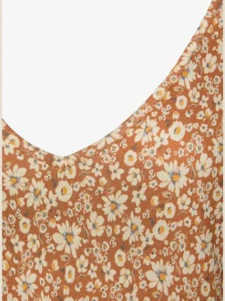 Robe en jersey imprimée avec col en v et volant