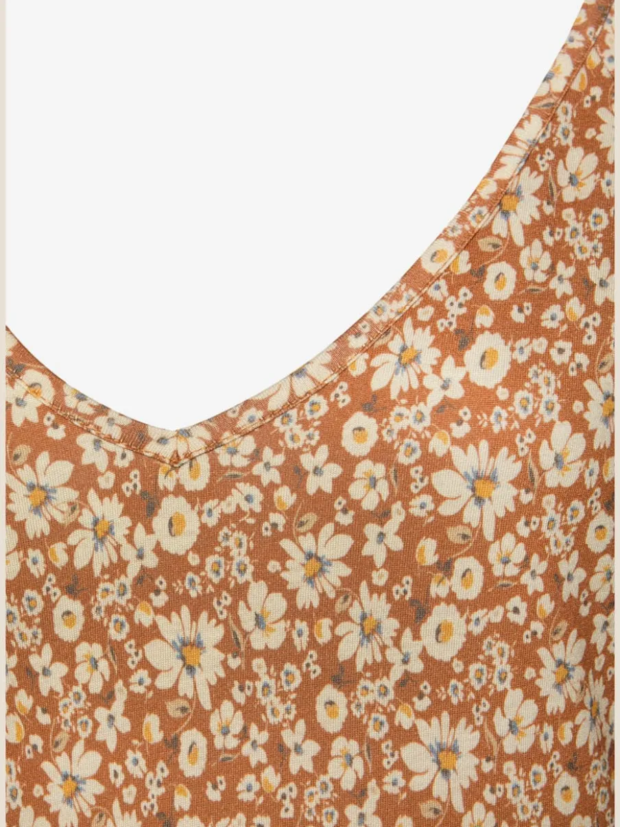 Robe en jersey imprimée avec col en v et volant