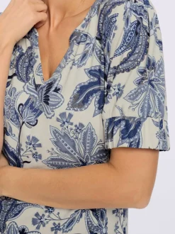 Robe en jersey à motifs floraux avec manches bouffantes