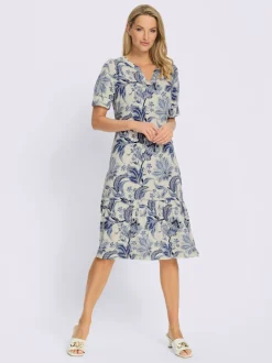 Robe en jersey à motifs floraux avec manches bouffantes