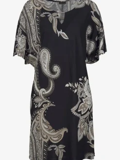 Robe en jersey à motifs floraux et large col arrondi avec manches courtes