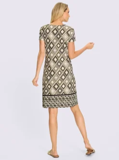 Robe en jersey motifs graphiques manches courtes col rond