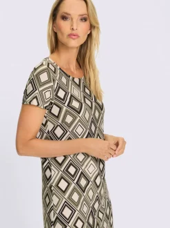 Robe en jersey motifs graphiques manches courtes col rond