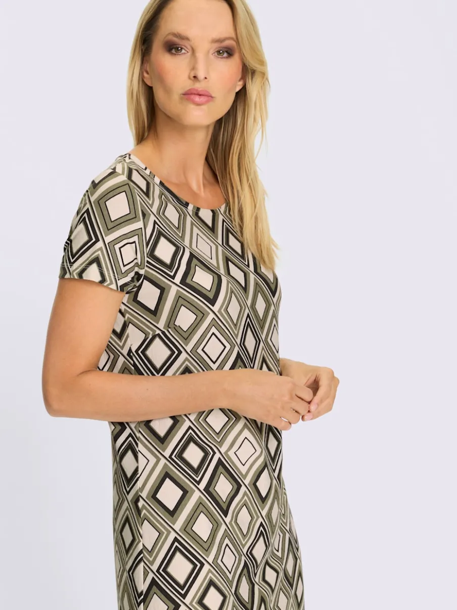 Robe en jersey motifs graphiques manches courtes col rond