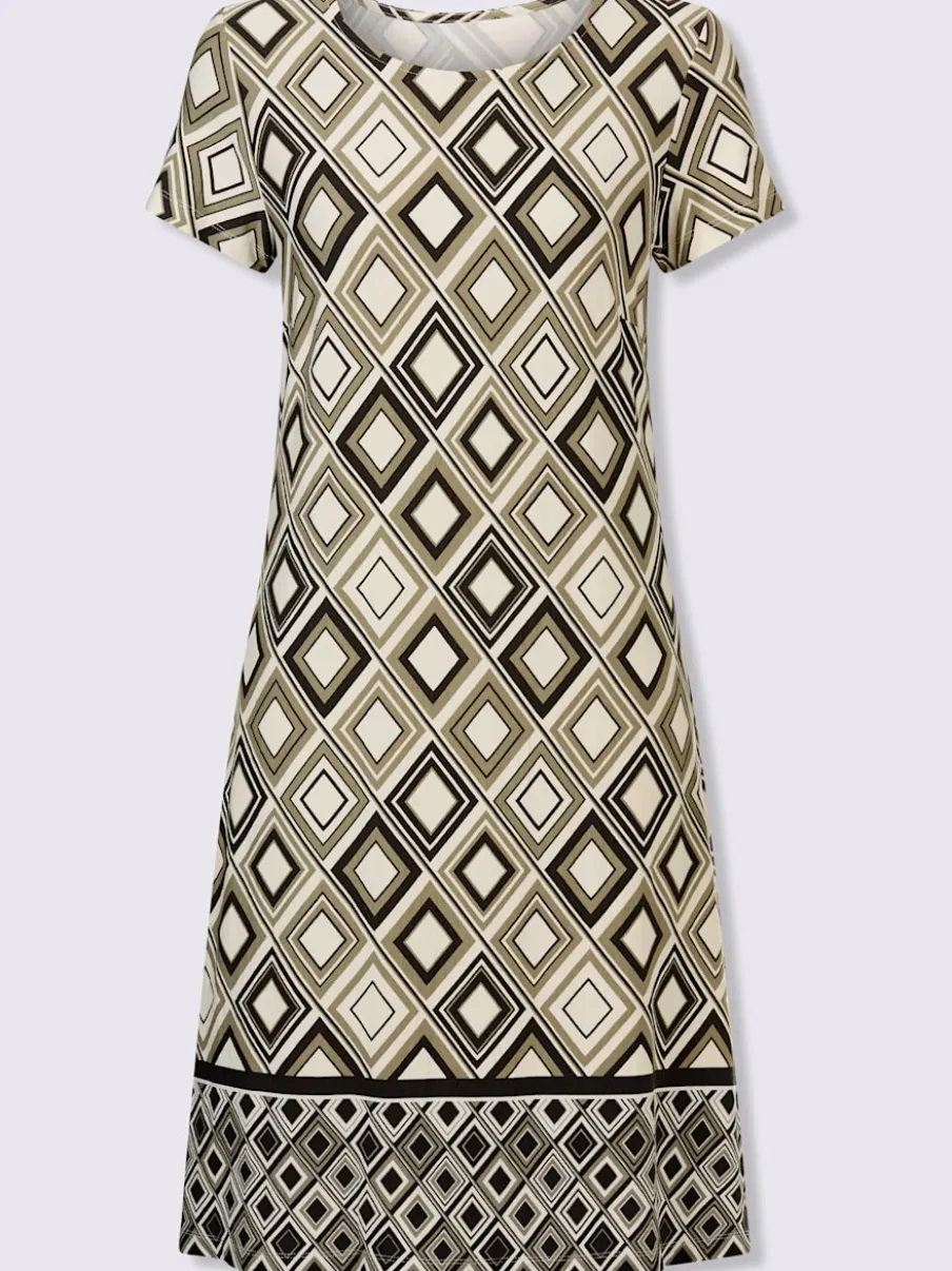 Robe en jersey motifs graphiques manches courtes col rond