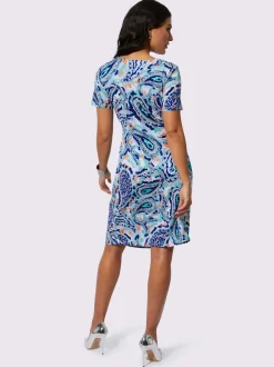 Robe en jersey à motifs paisley avec fronces latérales