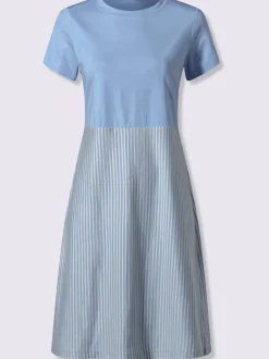 Robe en jersey à rayures avec col rond et manches courtes