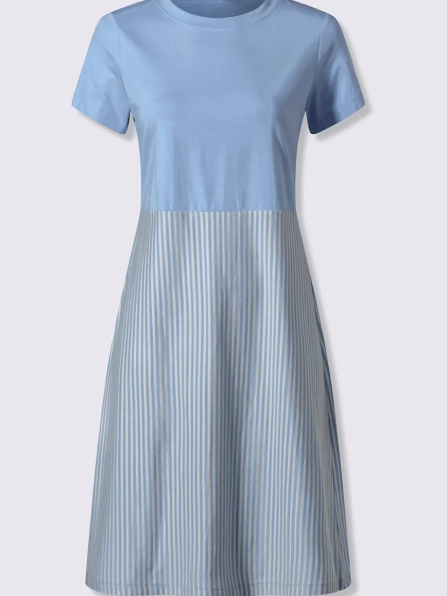 Robe en jersey à rayures avec col rond et manches courtes