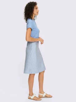 Robe en jersey à rayures avec col rond et manches courtes