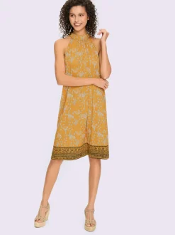 Robe en jersey sans manches à motif floral et bordure élégante