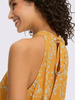 Robe en jersey sans manches à motif floral et bordure élégante