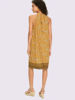 Robe en jersey sans manches à motif floral et bordure élégante