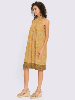 Robe en jersey sans manches à motif floral et bordure élégante