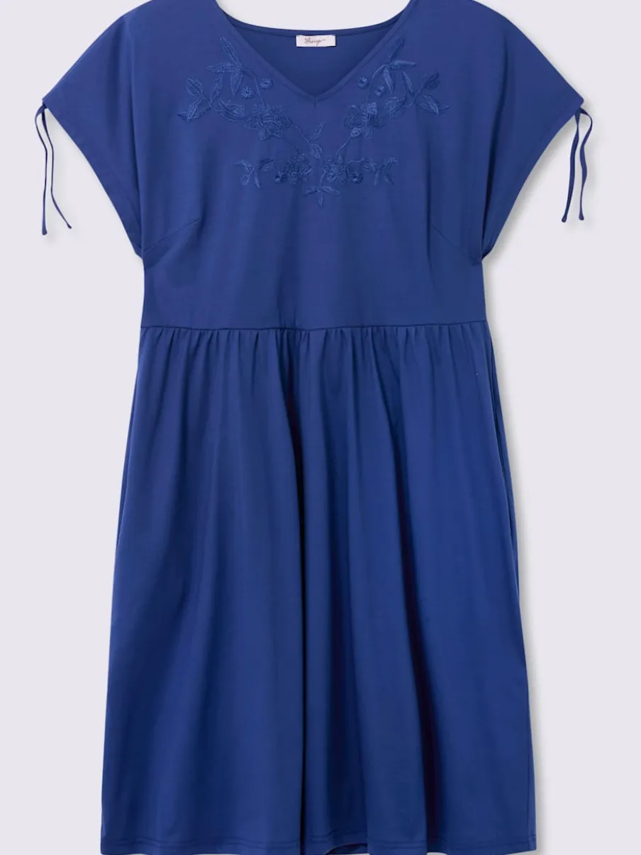 Robe en jersey superbe broderie florale
