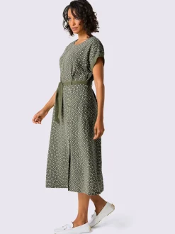 Robe en lin à ceinture boutons et fentes latérales