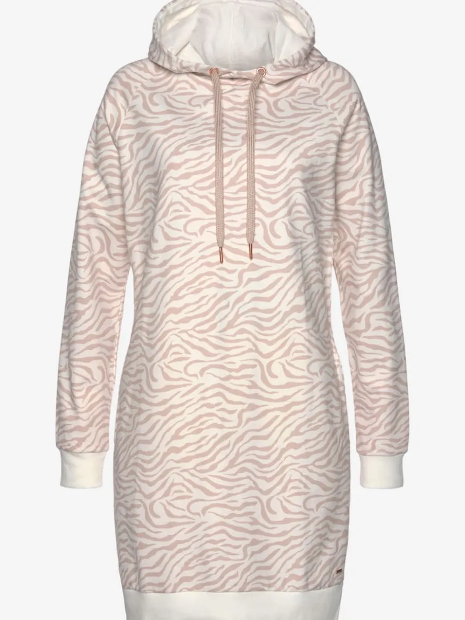 Robe en matière sweat avec capuche et poches latérales