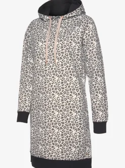 Robe en matière sweat avec capuche et poches latérales