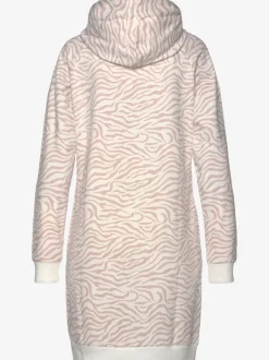 Robe en matière sweat avec capuche et poches latérales