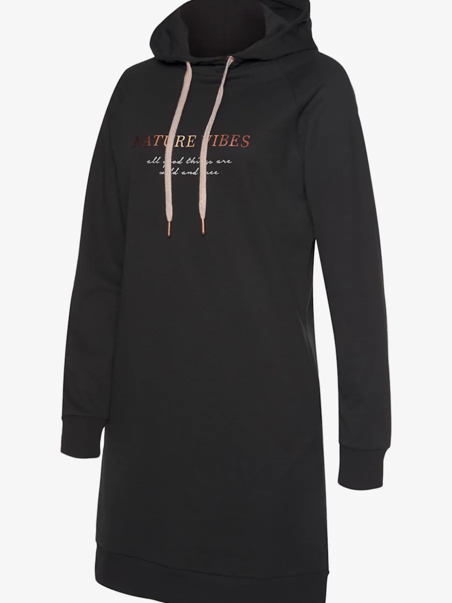 Robe en matière sweat avec capuche et poches latérales