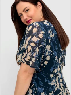 Robe en mousseline joli imprimé feuilles