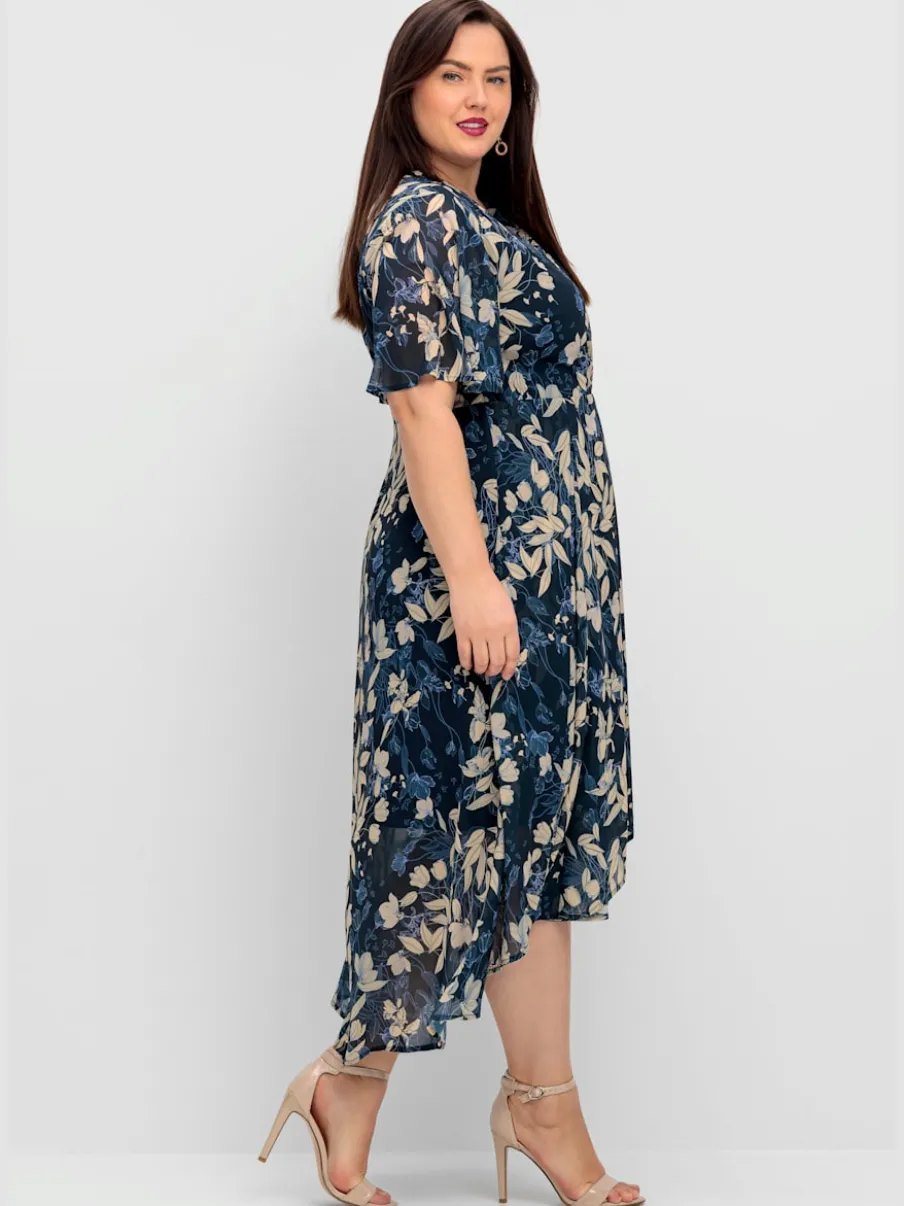 Robe en mousseline joli imprimé feuilles