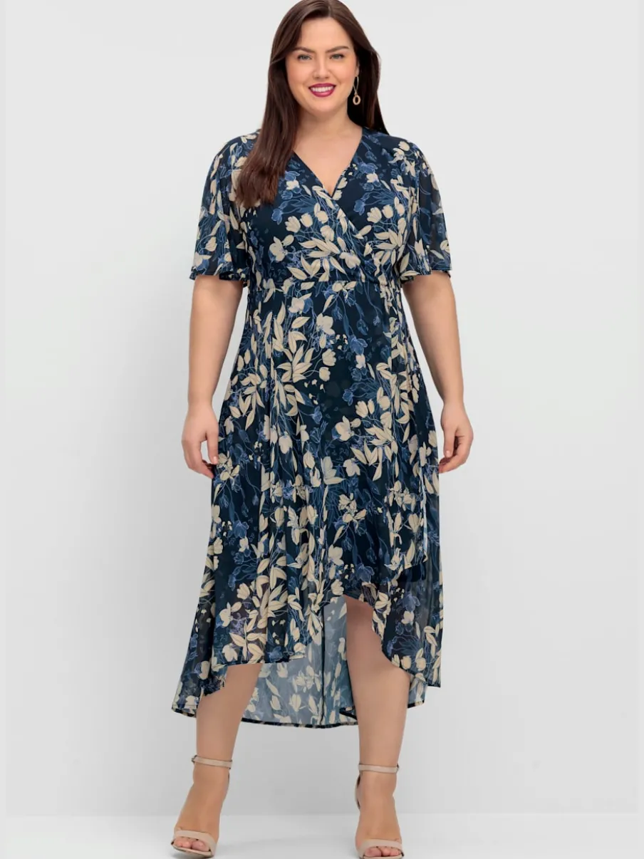 Robe en mousseline joli imprimé feuilles