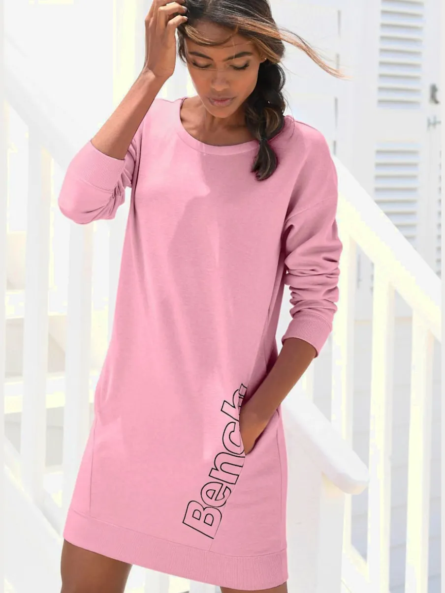 Robe en sweat à col rond avec poches et grand logo