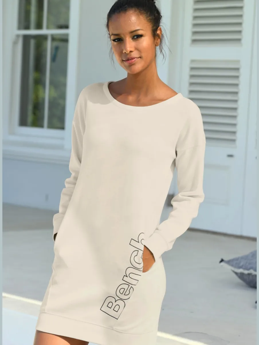 Robe en sweat à col rond avec poches et grand logo