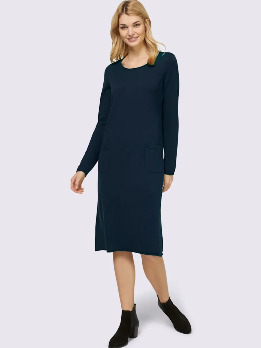Robe en tricot avec poches et coupe ample confortable