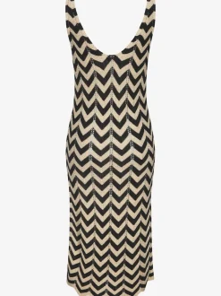 Robe en tricot à encolure en V et motifs chevrons