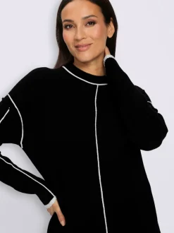 Robe en tricot passepoils contrastés tendance