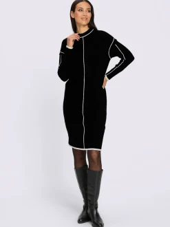 Robe en tricot passepoils contrastés tendance