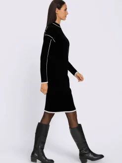 Robe en tricot passepoils contrastés tendance