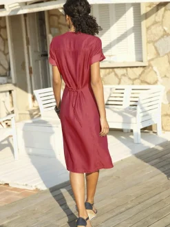 Robe femme col v avec poches raglan et cordon