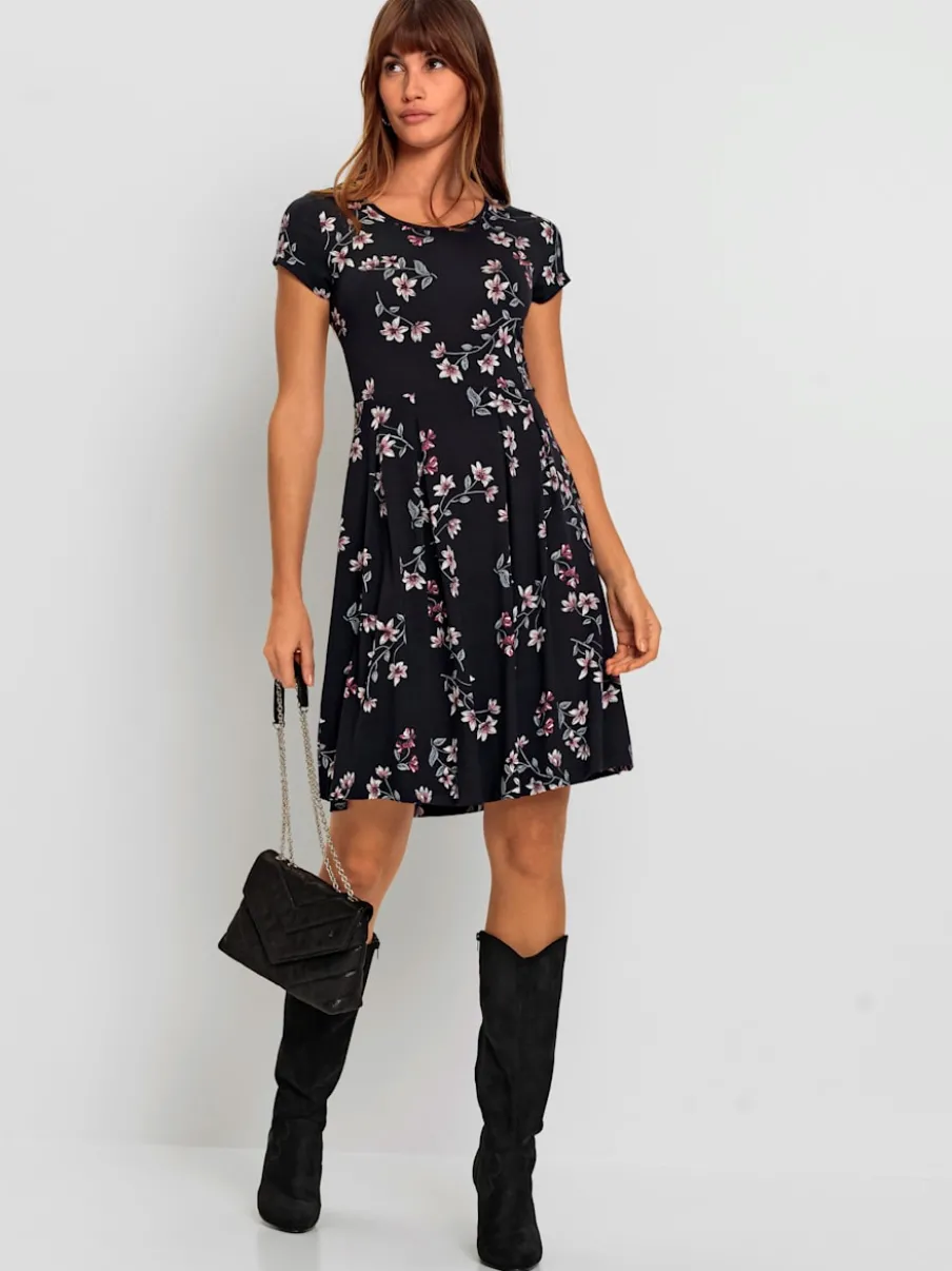 Robe à fleurs en viscose avec manches courtes