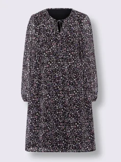 Robe à fleurs fluide avec encolure en V et fronces