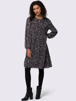 Robe à fleurs fluide avec encolure en V et fronces