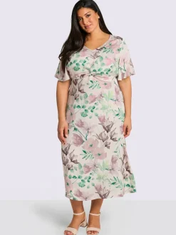 Robe à fleurs fronces à la taille, effet noué