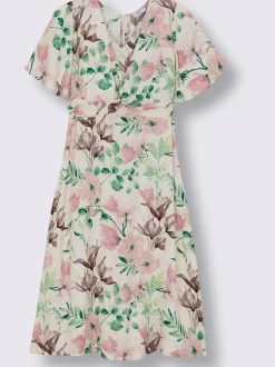 Robe à fleurs fronces à la taille, effet noué