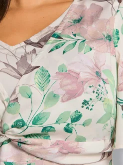 Robe à fleurs fronces à la taille, effet noué