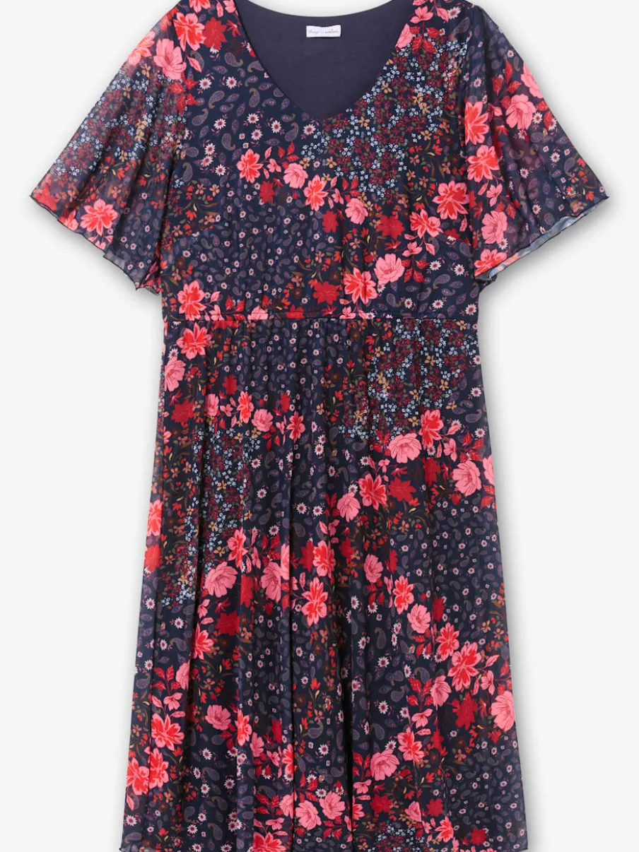 Robe à fleurs élastique à la taille