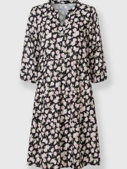 Robe à fleurs manches trois quarts style décontracté fluide