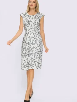 Robe fourreau à col rond avec ceinture à nouer