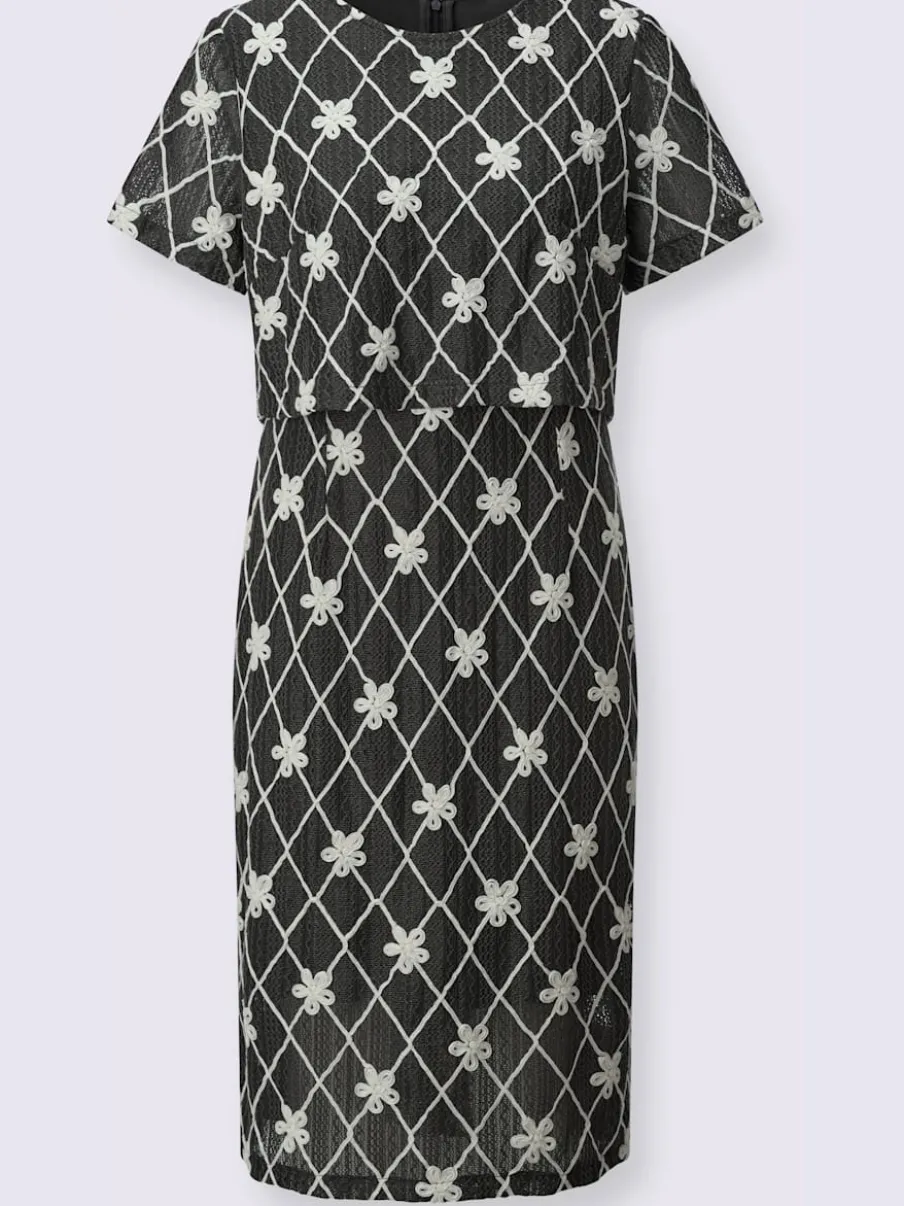 Robe fourreau à motifs losanges et fleurs légers