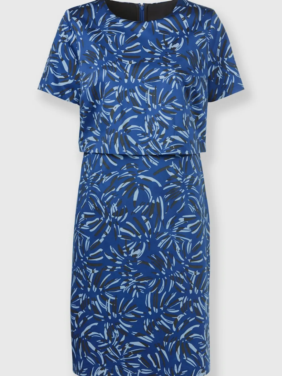 Robe imprimée avec encolure ronde et manches courtes