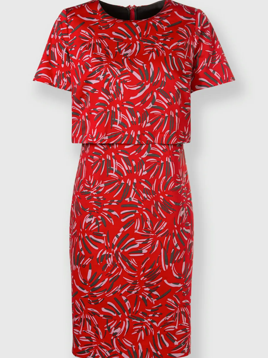 Robe imprimée avec encolure ronde et manches courtes