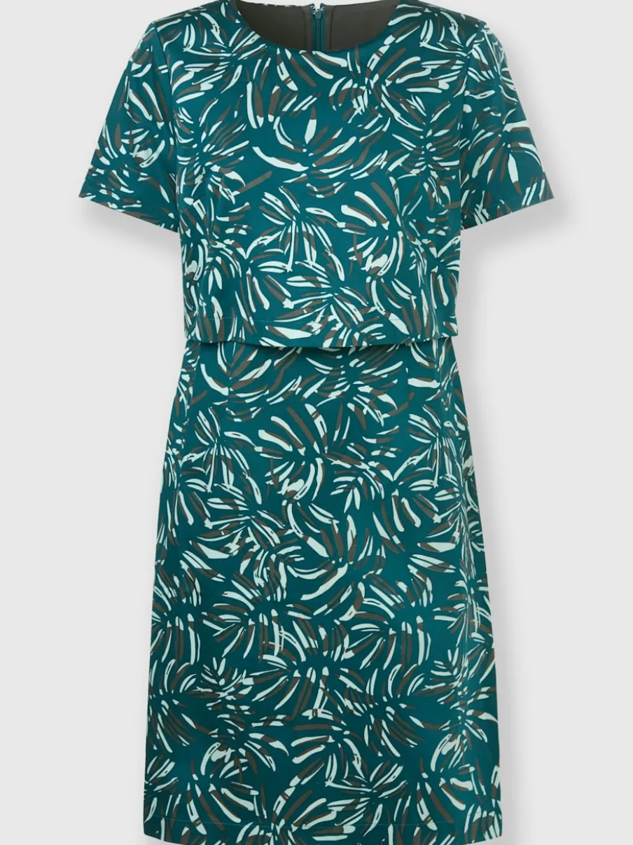 Robe imprimée avec encolure ronde et manches courtes