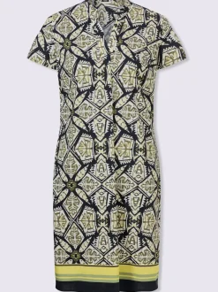 Robe imprimée col chemise avec plis sur devant